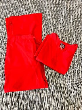 Cherokee Workwear red Scrub Top and Bottoms